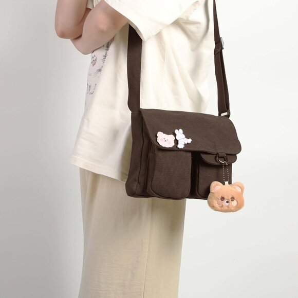Kawaii Crossbody Bag - Cute Canvas Purse with Accessories & Adjustable Strap - Picture 2 of 7